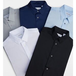 NWT Calvin Klein Big Boys Slim Fit Solid Stretch Poplin Dress Shirt